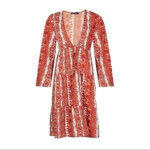 Snake Print Tiered Kimono - Size Small